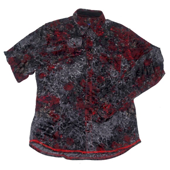 Georg Roth Long Sleeve Button Front Velvet Abstract Dress Shirt Size Medium - Picture 1 of 8